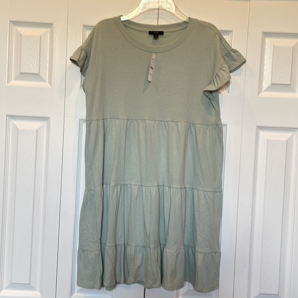 J Crew Tiered Dress, Broken In Jersey, Small, Light Mint